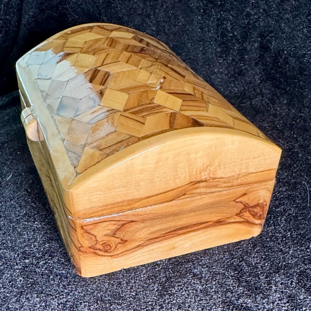 Wooden Geometric Patterned Box Beautiful Handmade Trinket Hinged Box Jewelry